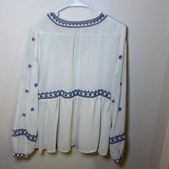 Maette White Blouse With Blue Embroidery - Picture 3 of 3
